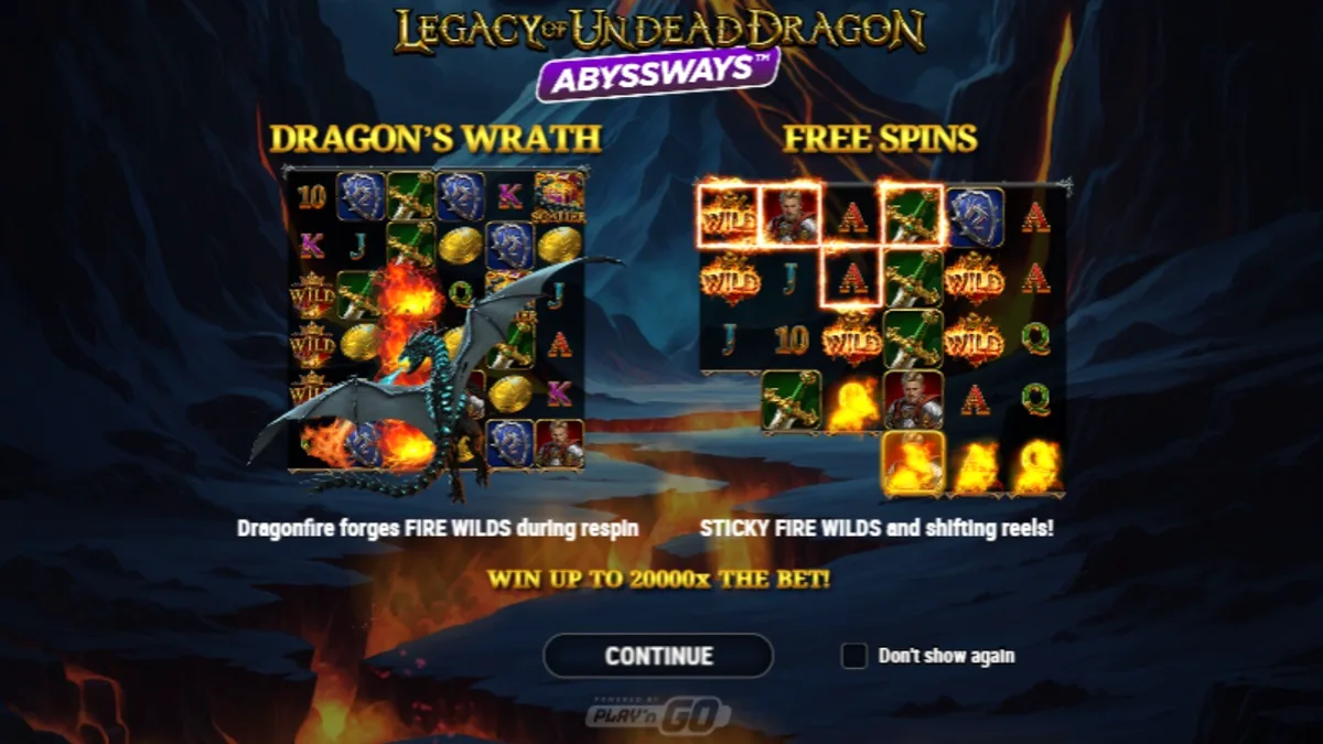 Visual dramatis naga mayat hidup dalam slot Legacy of Undead Dragon Abyssways
